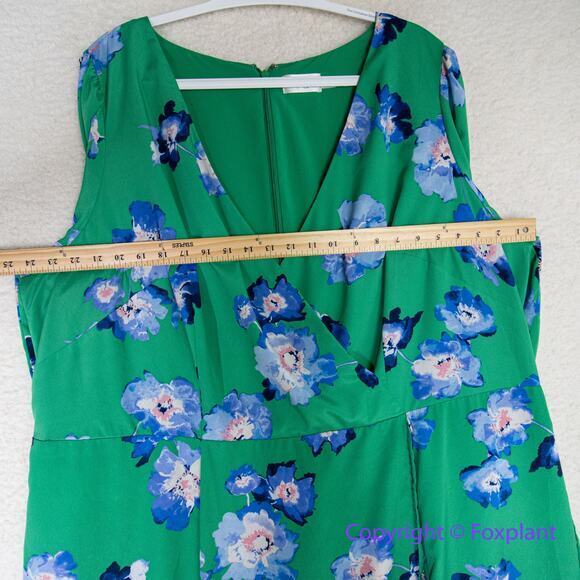 Eliza J Blue And Green Floral Faux Wrap Midi Dress, plus size 22W - Picture 8 of 15
